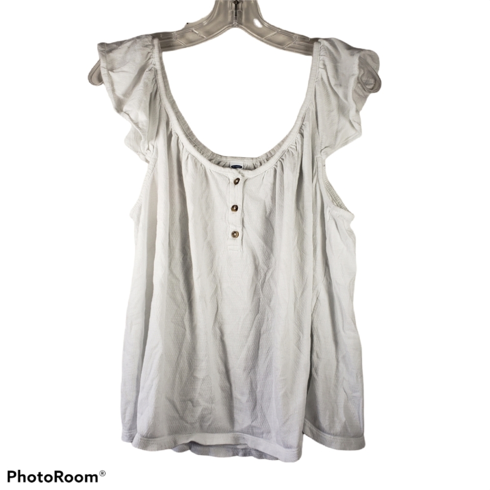 White Old Navy Top with Flutter Sleeves